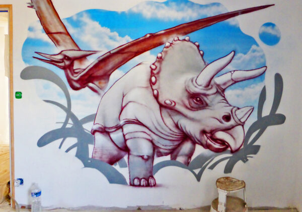 Fresque avec des dinosaures