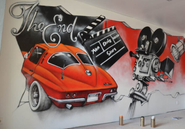 Déco Graff d'un cinéma dans le salon à Metz