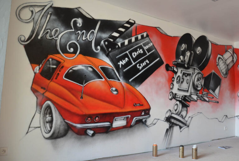 Déco Graff d'un cinéma dans le salon à Metz