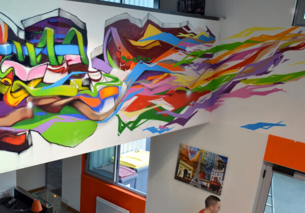 Déco d'intérieur pour l'accueil de cette entreprise à Asnières-sur-Seine