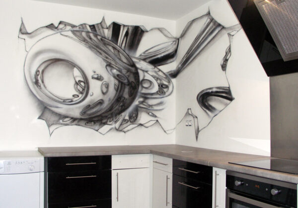 Graff abstrait dans une cuisine à Grenoble