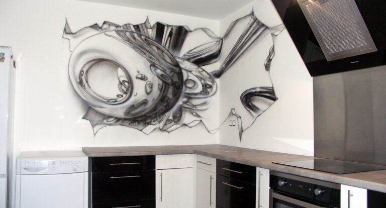 Graff abstrait dans une cuisine à Grenoble