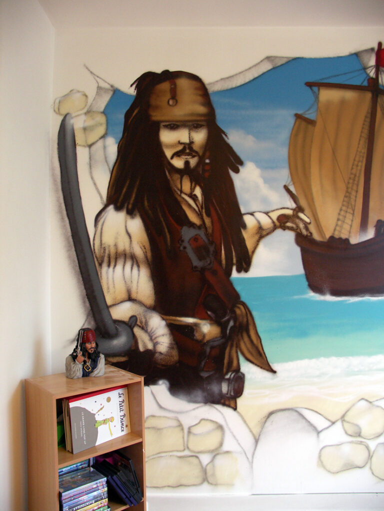 Décoration d'un mur avec un pirate