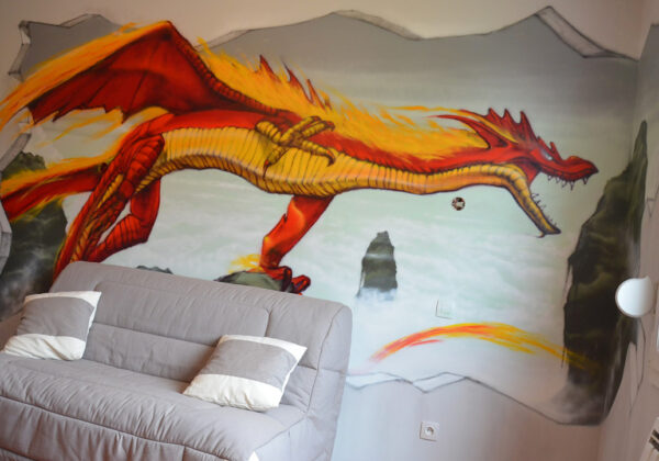 Décoration graff d'un dragon