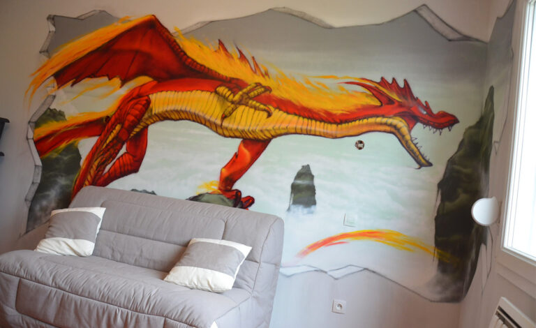 Décoration graff d'un dragon