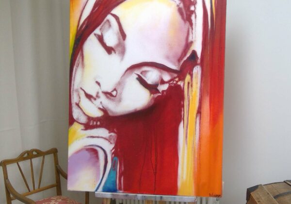 Graff d'une femme sur une toile