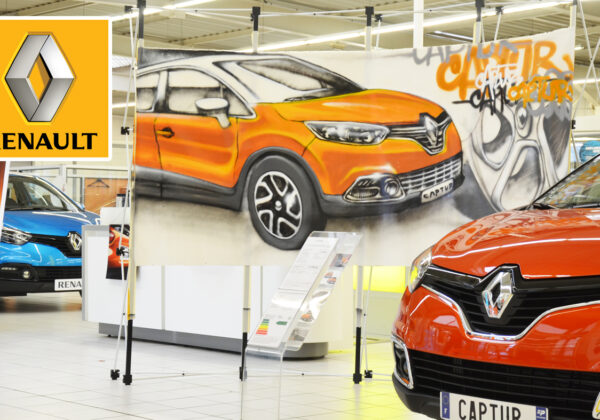 Le graffeur a réalisé un live painting pour un garage Renault à Compiègne