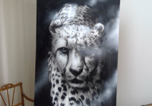 Toile en noir et blanc avec un Guépard